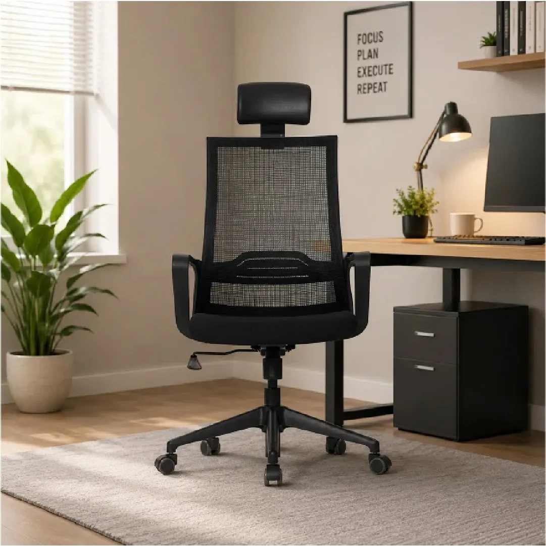 D3 Mesh High-Back Chair with Fixed Headrest & Lumbar Saudi Arabia 2